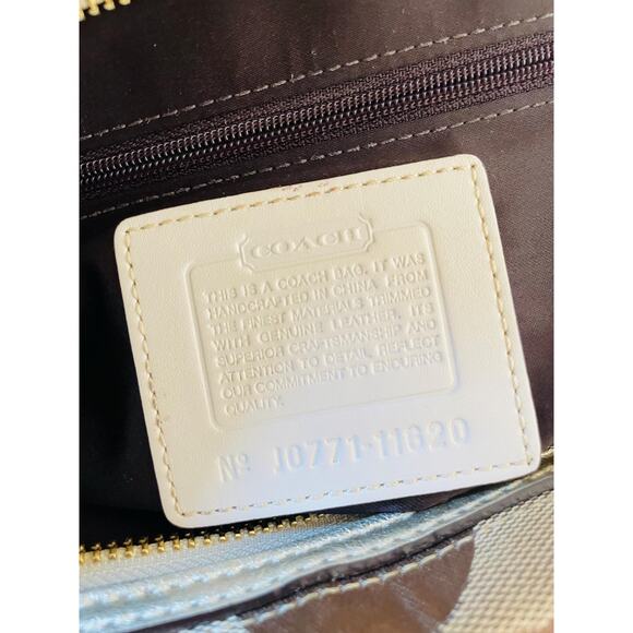 Coach Hampton brown/light metallic gold striped multicolored Carryall 11620 - Picture 10 of 10